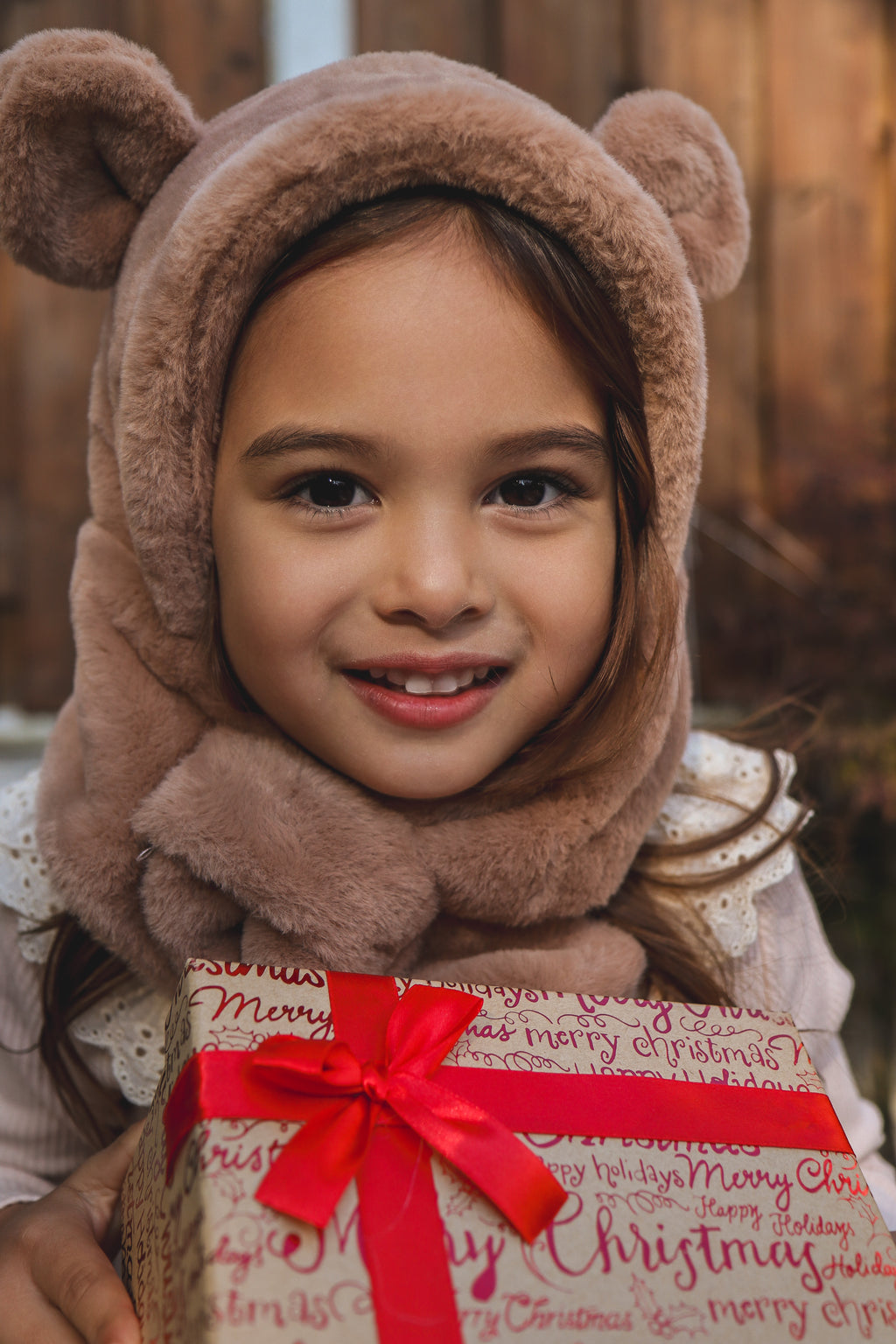 Fluffy Bear Hat 2 in one With  Scarf