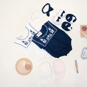 NEWBORN SET EMBROIDERY BABY JUMPER ( Booties  & headband include )