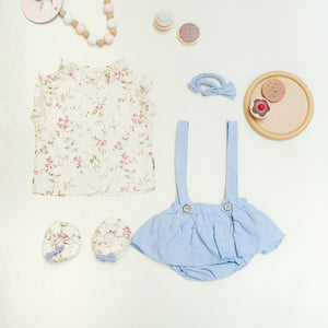 ISABEL NEWBORN OVERALL SET ( INCLUDE BOOTIES & HEADBAND )