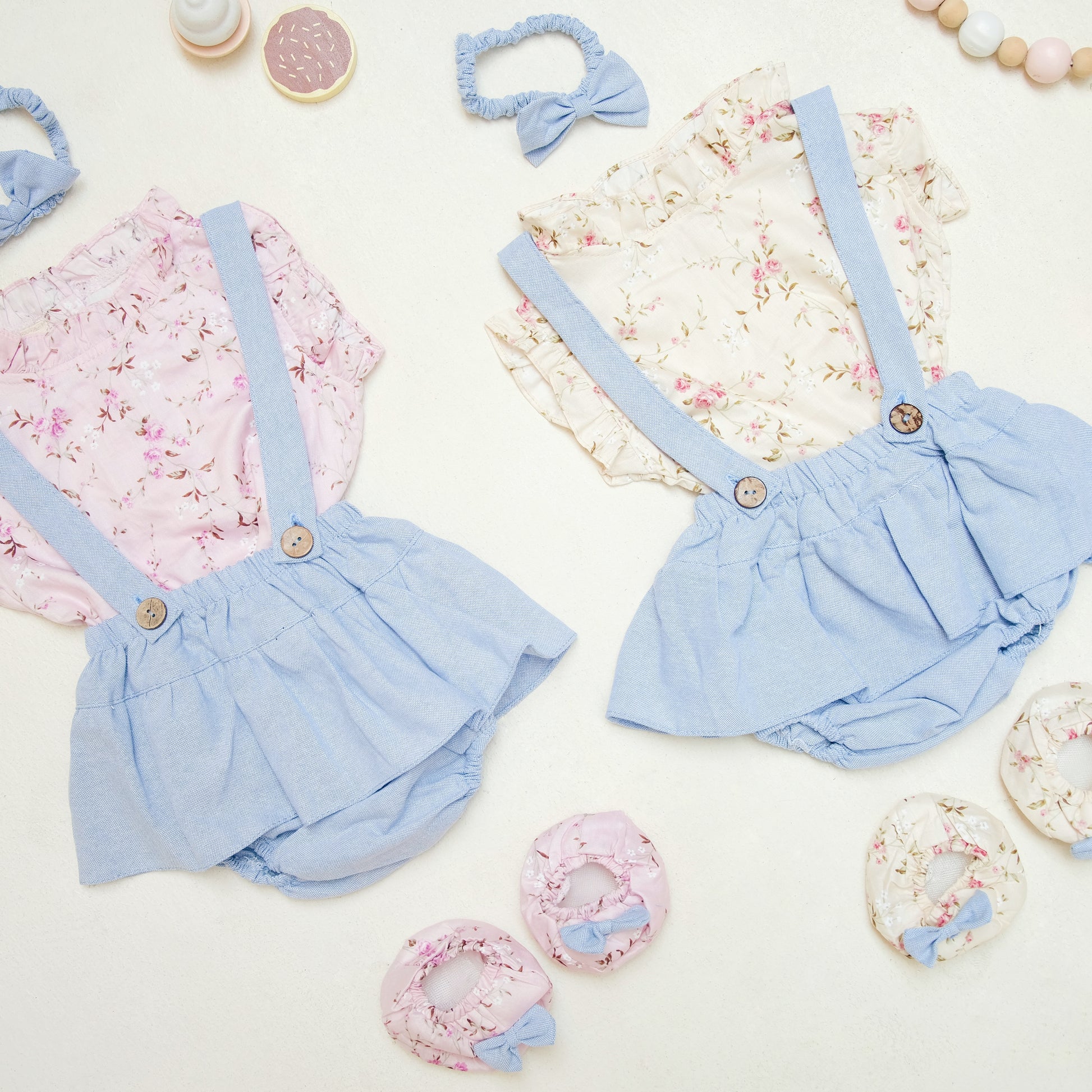 ISABEL NEWBORN OVERALL SET ( INCLUDE BOOTIES & HEADBAND )