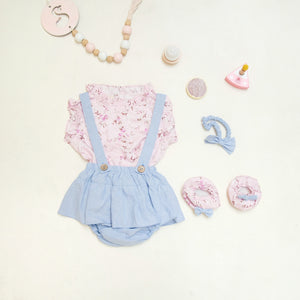 ISABEL NEWBORN OVERALL SET ( INCLUDE BOOTIES & HEADBAND )