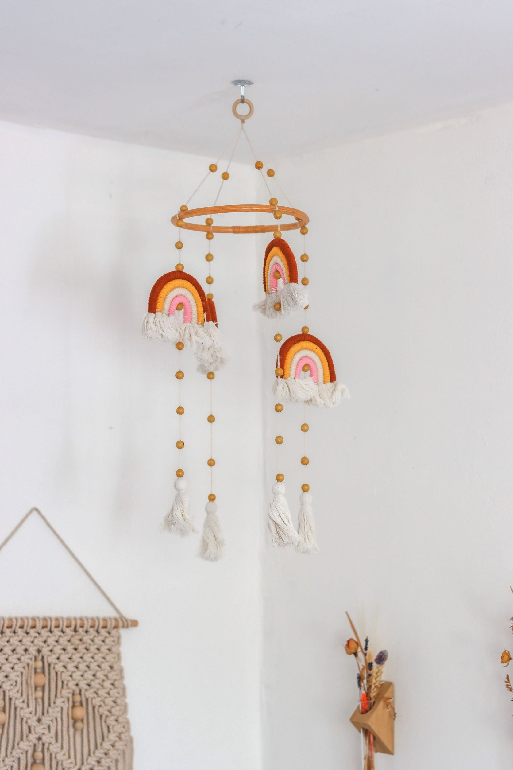 Rainbow Macrame Baby Mobile