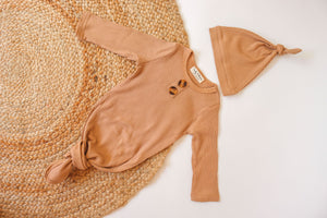 COTTON RIB BABY SWADDLE & KNOT HAT