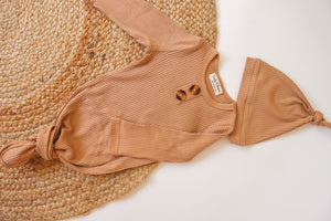 COTTON RIB BABY SWADDLE & KNOT HAT