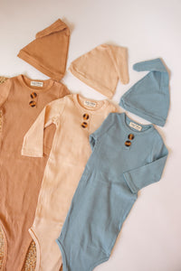 COTTON RIB BABY SWADDLE & KNOT HAT