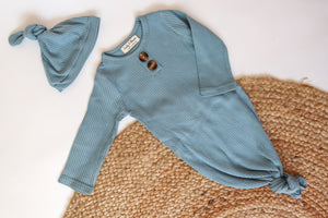COTTON RIB BABY SWADDLE & KNOT HAT
